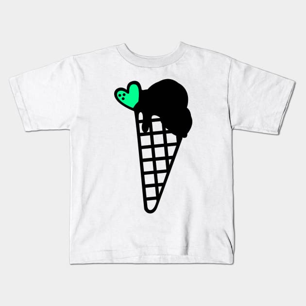 Snow Cone Icecream Black with Mint Kids T-Shirt by XOOXOO